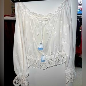 Anthea Top - White Rebecca Minkoff off the Shoulder Crochet